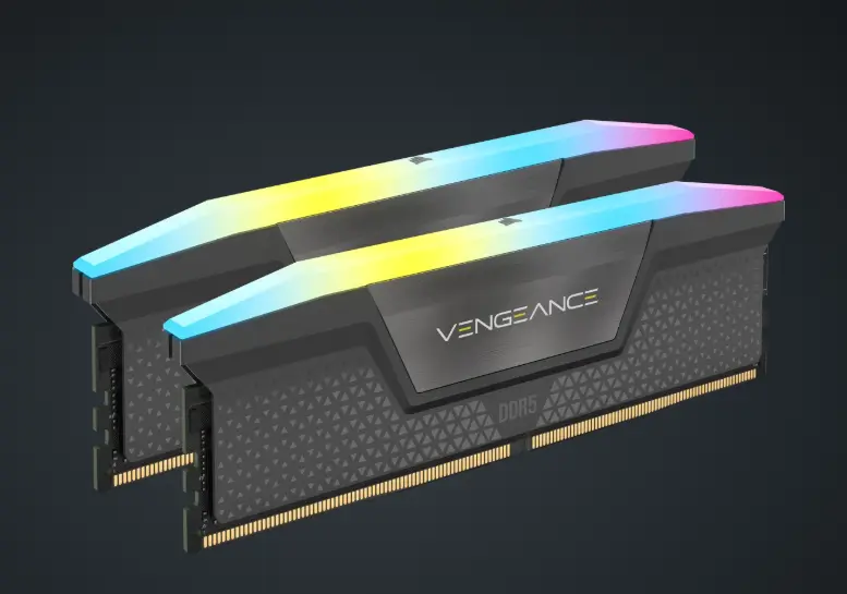 CORSAIR CMH32GX5M2B6400C36 
VENGEANCE® RGB 32GB (2 x16GB) DDR5 DRAM 6400MT/s CL36 Memory Kit — Black